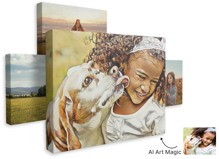 Custom canvas print showing a photo turned into a custom painting