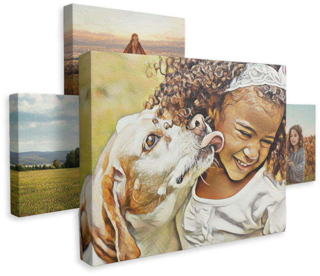 Custom canvas print showing a photo turned into a custom painting