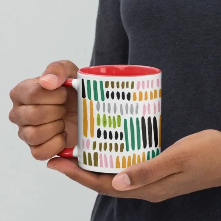 White Ceramic Mug with Color Inside – Unique Gift Idea