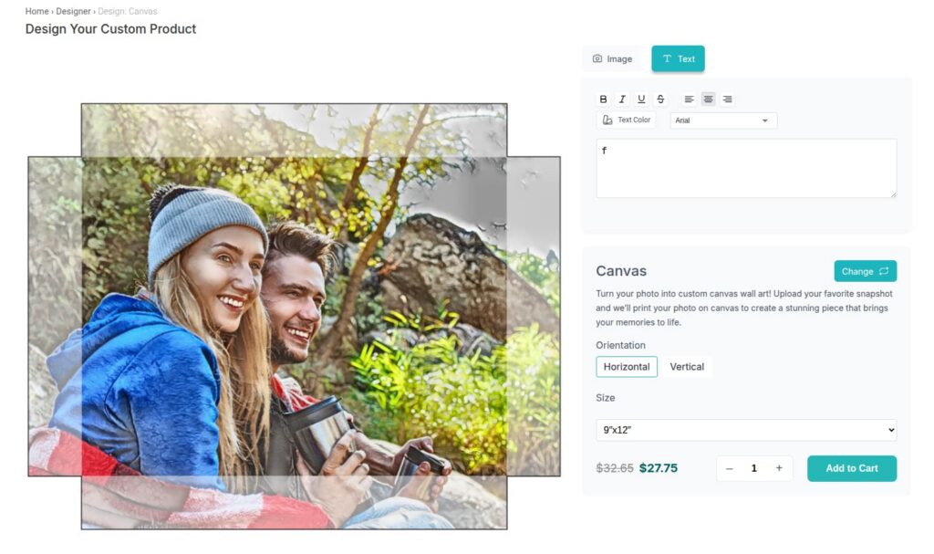 Correct photo placement on canvas to avoid white edges