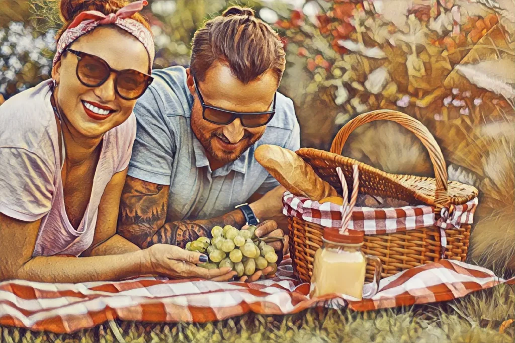 Photo of a couple converted into a bold Modern Art style print