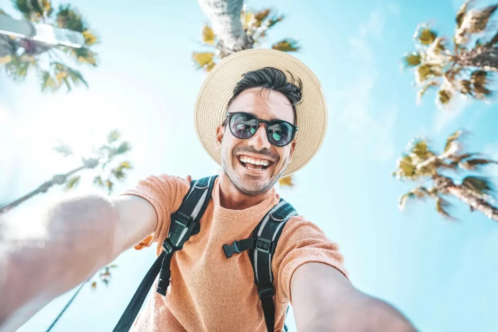 Man's portrait photo before Forward AI art style is applied