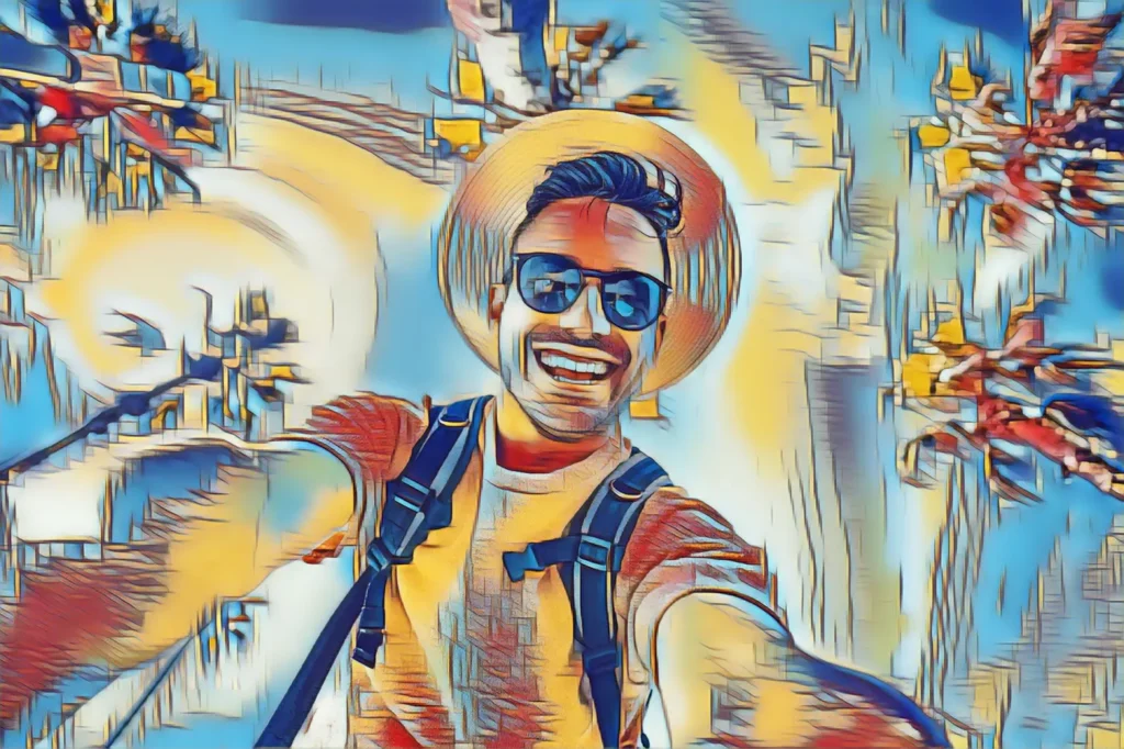 Portrait of a man turned into a futuristic Forward art style piece